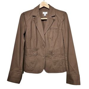 Ann Taylor LOFT Classic Fitted Peplum Blazer Jacket Brown Women’s Size 10.